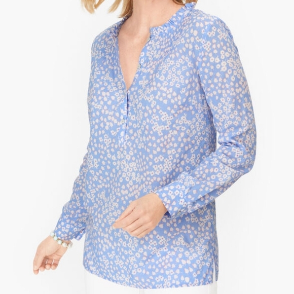 Talbots Tops - Talbots Women's Floral Pintuck Popover Cotton Top Casual Spring Summer Mp
